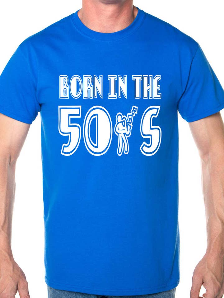 Født i 50"erne halvtredserne T-shirt til herre størrelse S-XXL for engroshandel hos Print4U