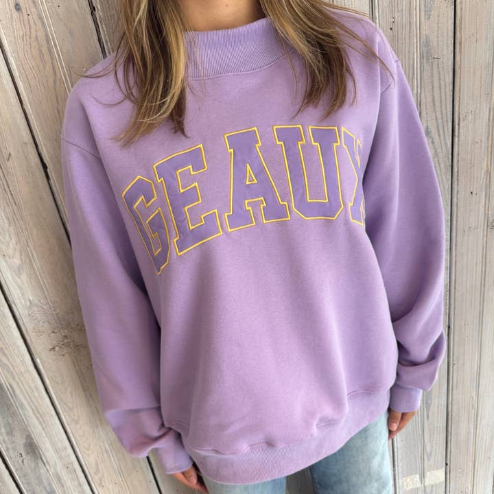 GEAUX Varsity Mockneck Sweatshirt for wholesale by Nola Mercantile
