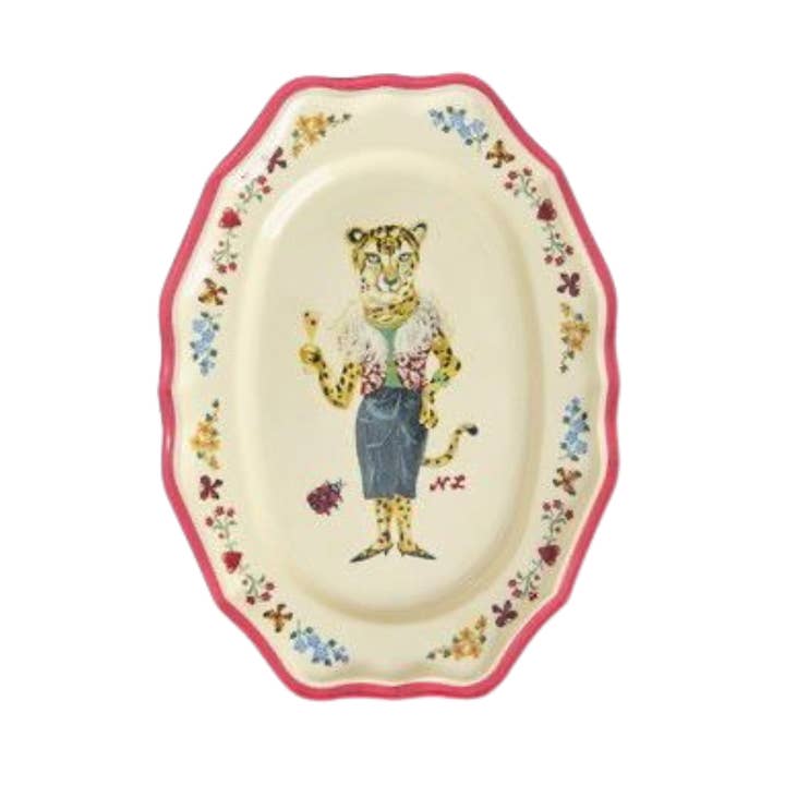 Plat de service vintage en mélamine avec imprimé Nathalie Lété - Rouge - Petit pour la vente par RicebyRice