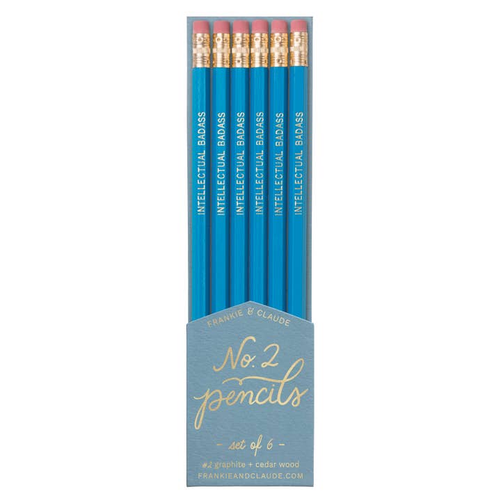 Intellectual Badass aqua pencils for wholesale by Frankie & Claude