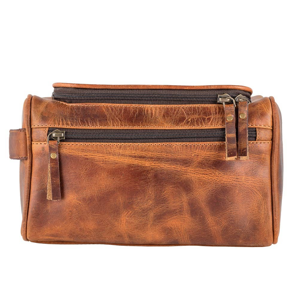Sixtease Bags USA - Wholesale Toiletry Bag - Unisex - Genuine Leather  Unisex Wash Bag - Rustic Brown0