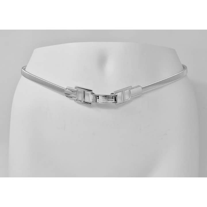 Sensibling Corp. - Wholesale Belt – Women's - Polished Rectangular Metal Buckle Accent Slim Stretch Belt5