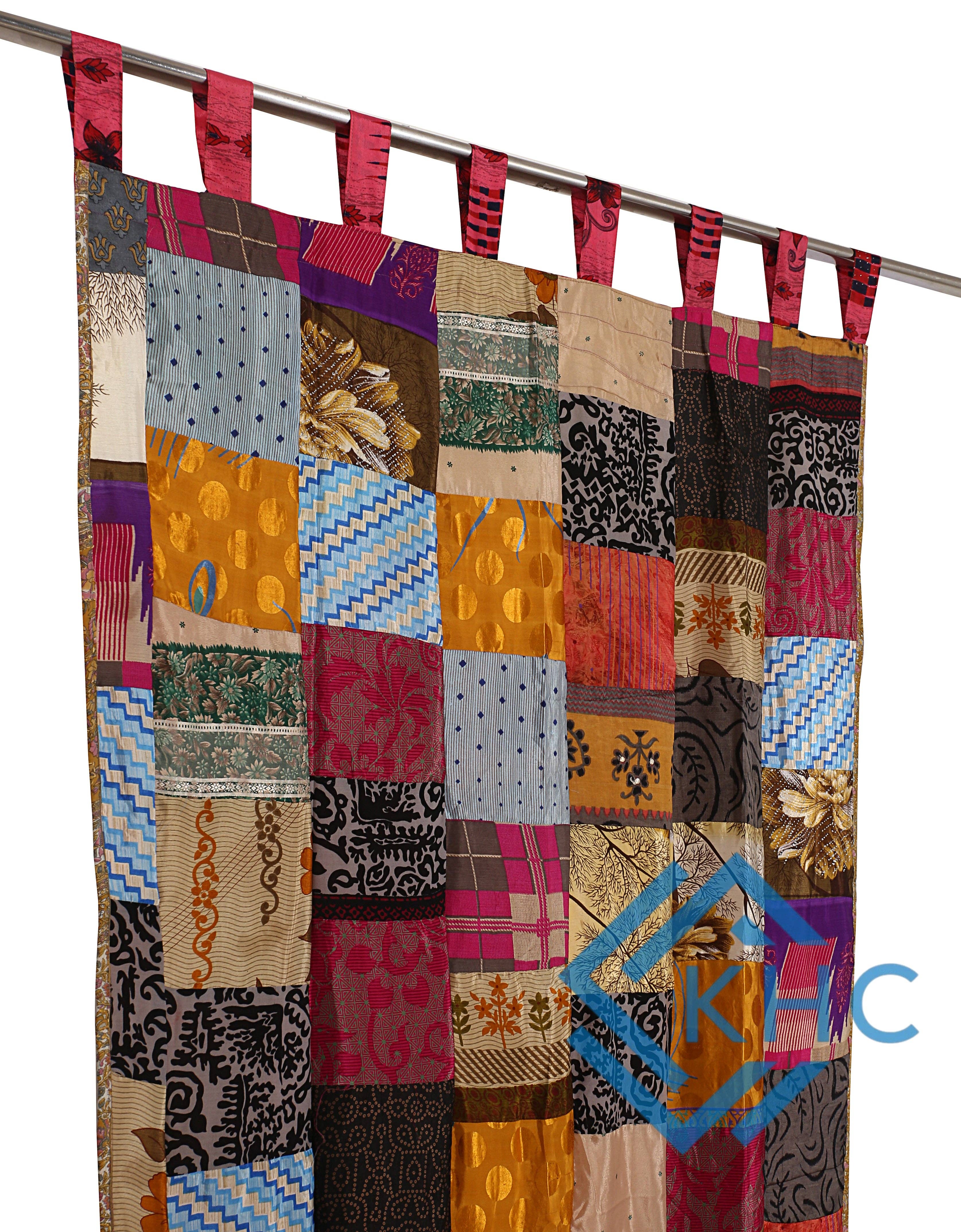 KHC - Wholesale Curtain - Vintage Recycled Silk Saree Patchwork Curtain3