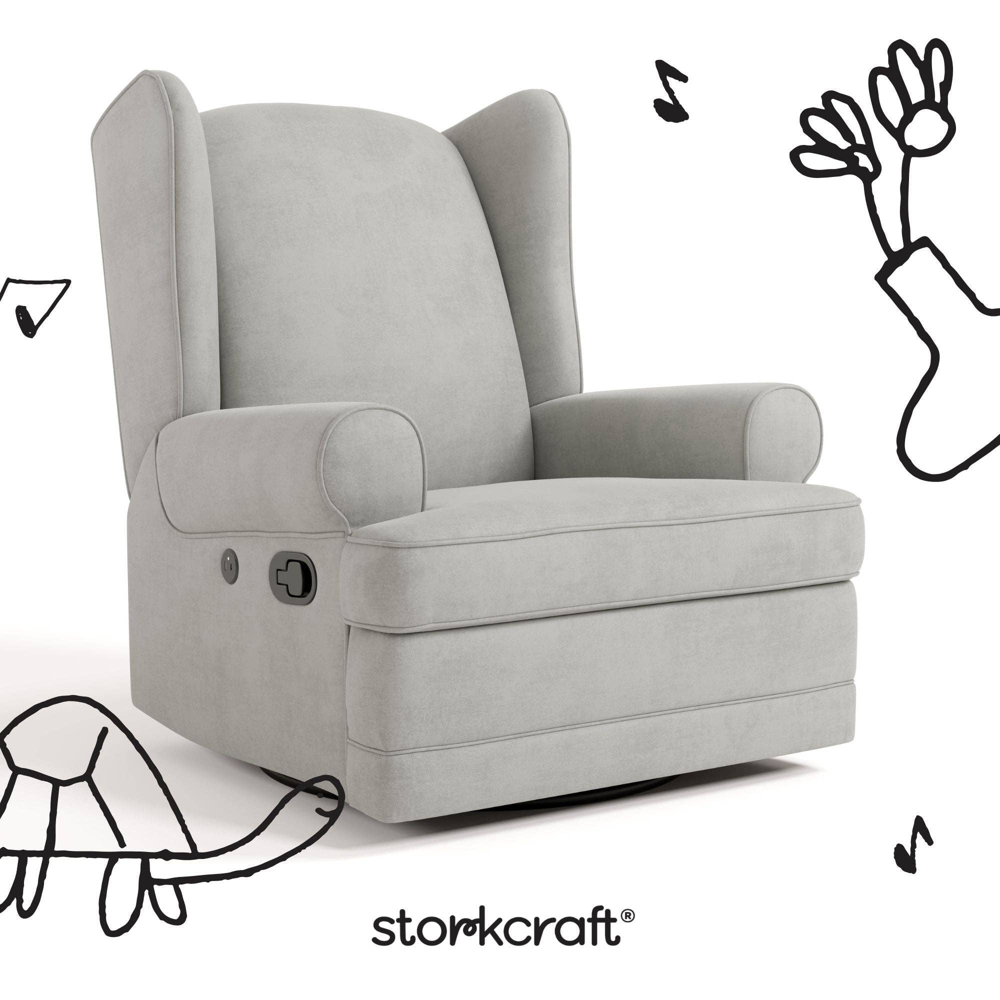 Storkcraft - Wholesale Chair - Kids - Storkcraft® Serenity Wingback Upholstered Recliner Glider23