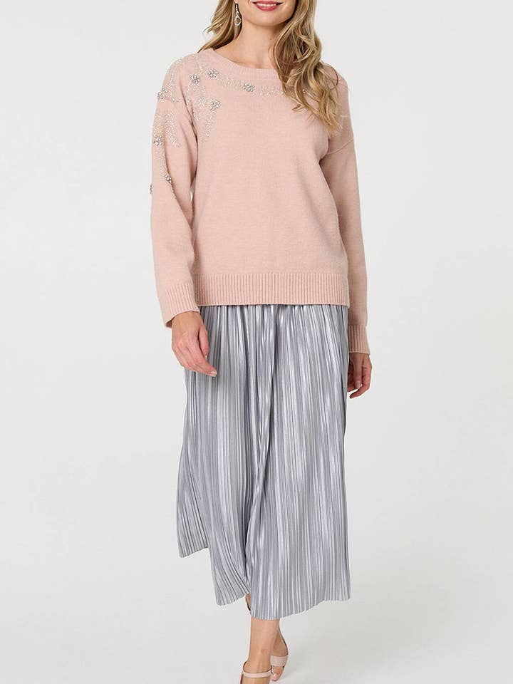 Blommig Glittrig Prydd Tröja för wholesale av Stellalondon