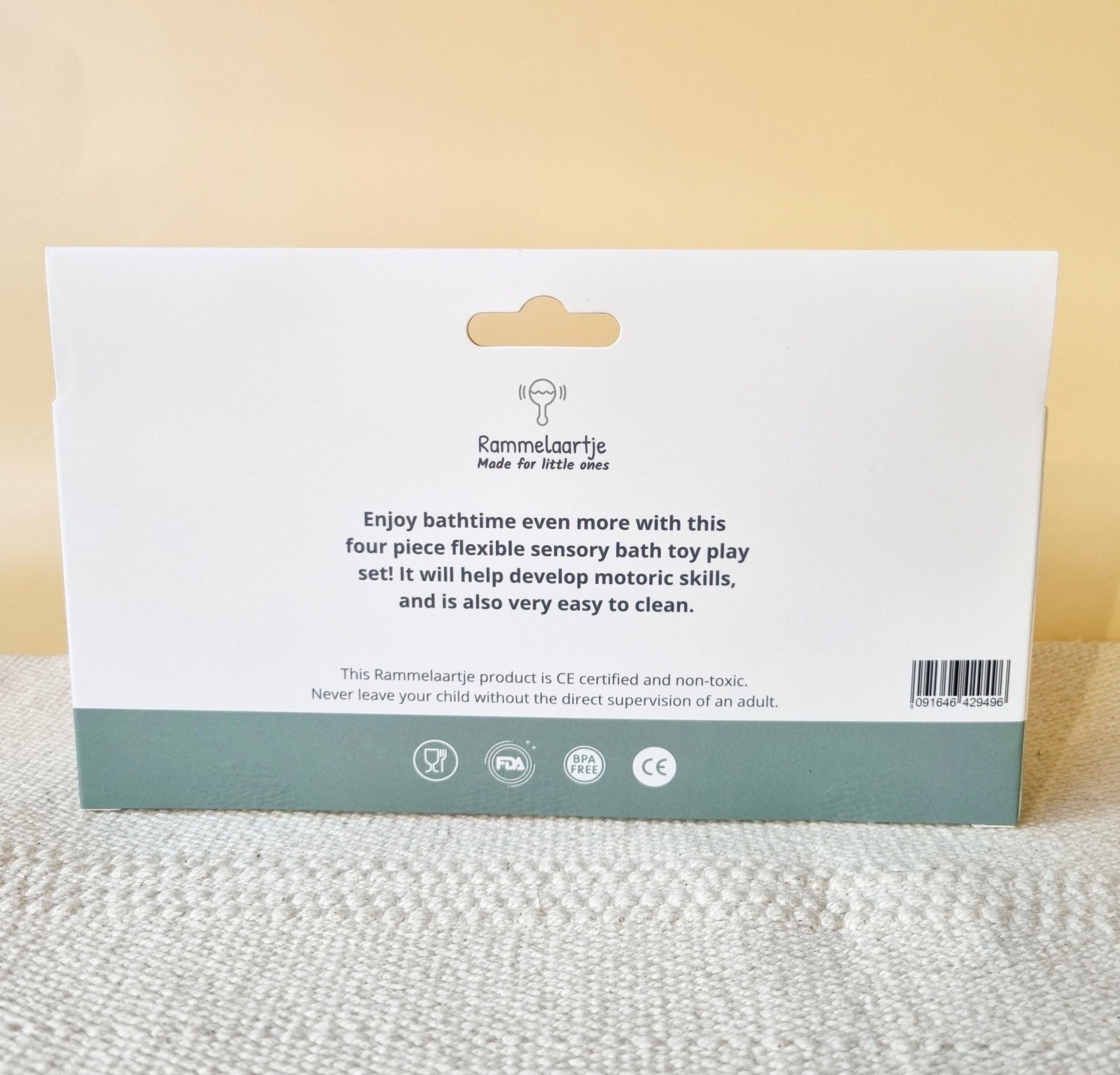 Rammelaartje - Wholesale Bath Toy - Baby - Set of 4 silicone bath toys Earth tones8