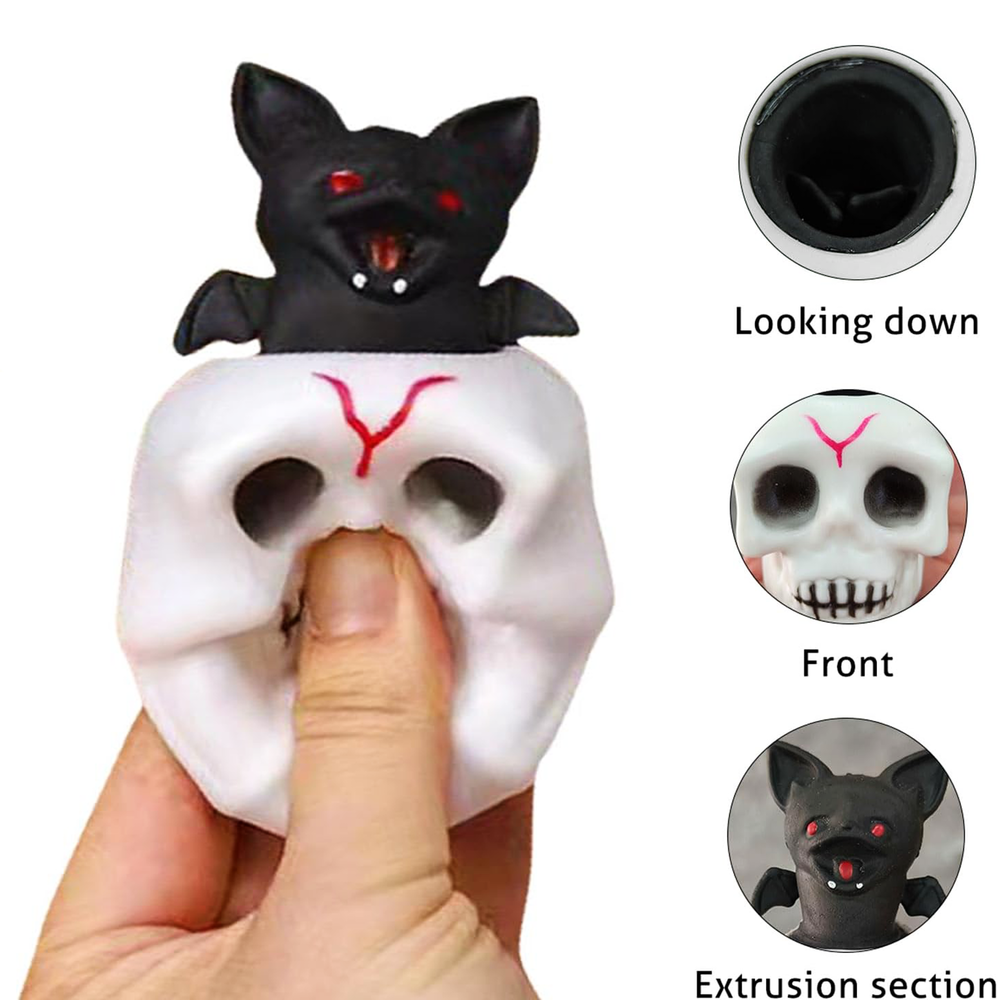 Square Deal Recordings & Supplies - Wholesale Squishy Toy - Kids & Baby - Bat Skull Halloween Squish Toys - Retail Ready Case Of 122