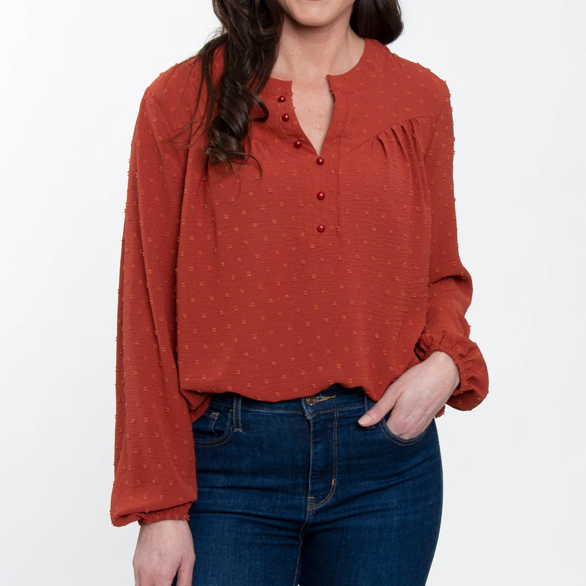 Elsie & Zoey - Vendita all'ingrosso Camicetta - Donna - Camicetta da contadino a maniche lunghe Perrie Swiss Dot6