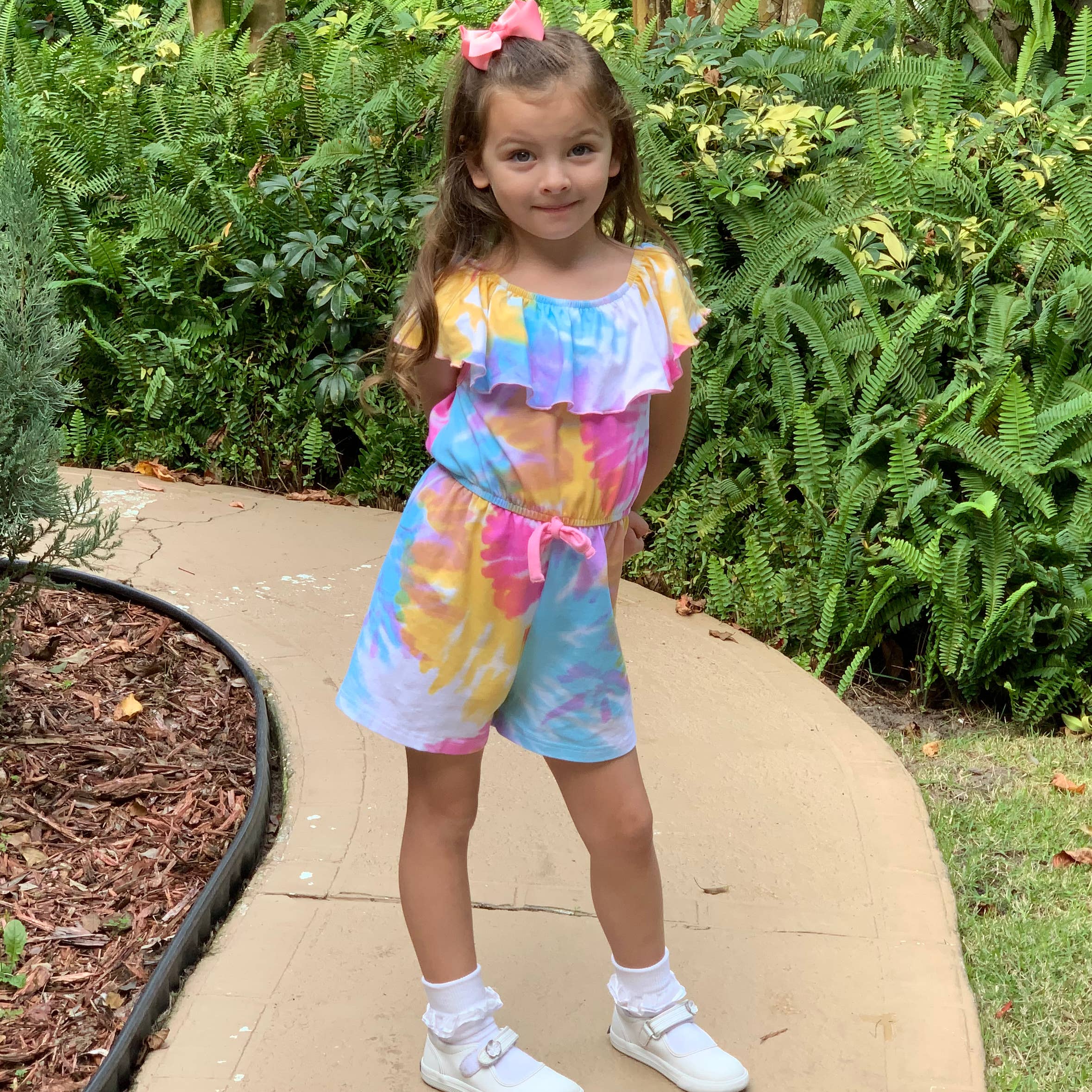 AnnLoren - Vente Combishort – enfant - Combinaison courte pour filles AnnLoren Pastel Tie Dye PrePack4