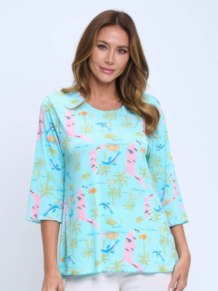 CC Wholesale Clothing - Wholesale Blouse - Women's - Quarter Sleeve Soft Round Neck Merrow Top1