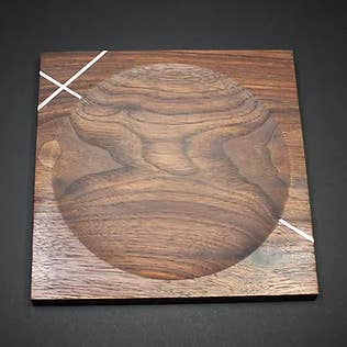 Walnut Plate with Silver for wholesale by Wood Symphony Design