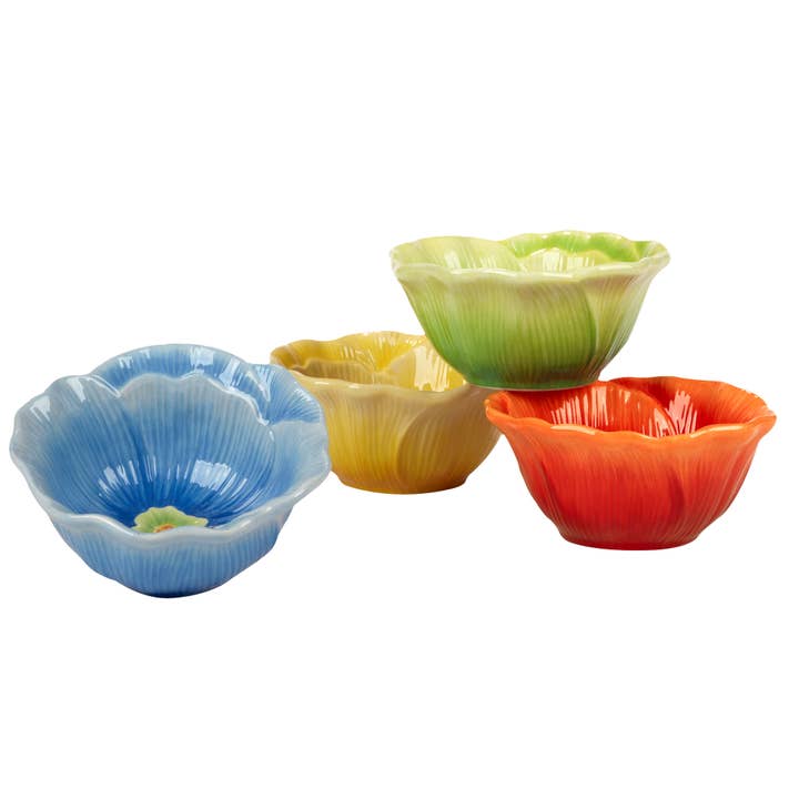 Certified International - Wholesale Bowl - Blossom Set of 4 3-D Floral Ice Cream Bowls