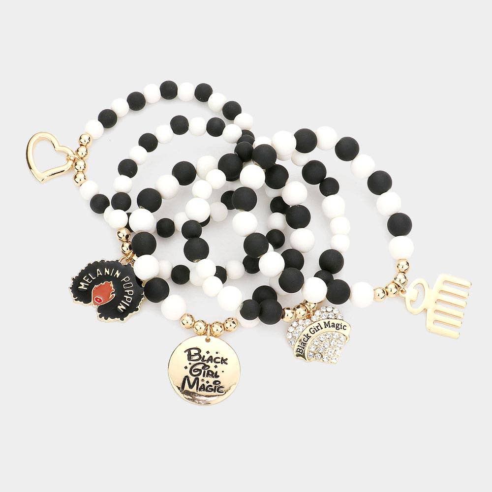 Sensibling Corp. - Vente Parures de bijoux - 5PCS - Magie des Filles Noires Divers Charms Multi Couches Élastique1