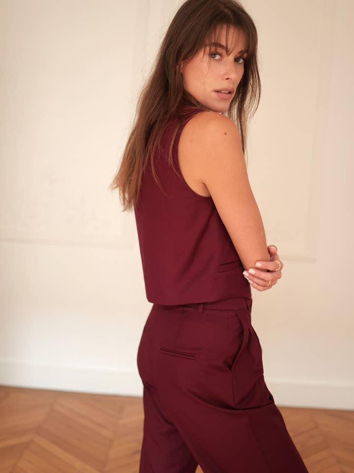 Laura Laval Paris - Wholesale Suit Vest - Women's - burgundy waistcoat