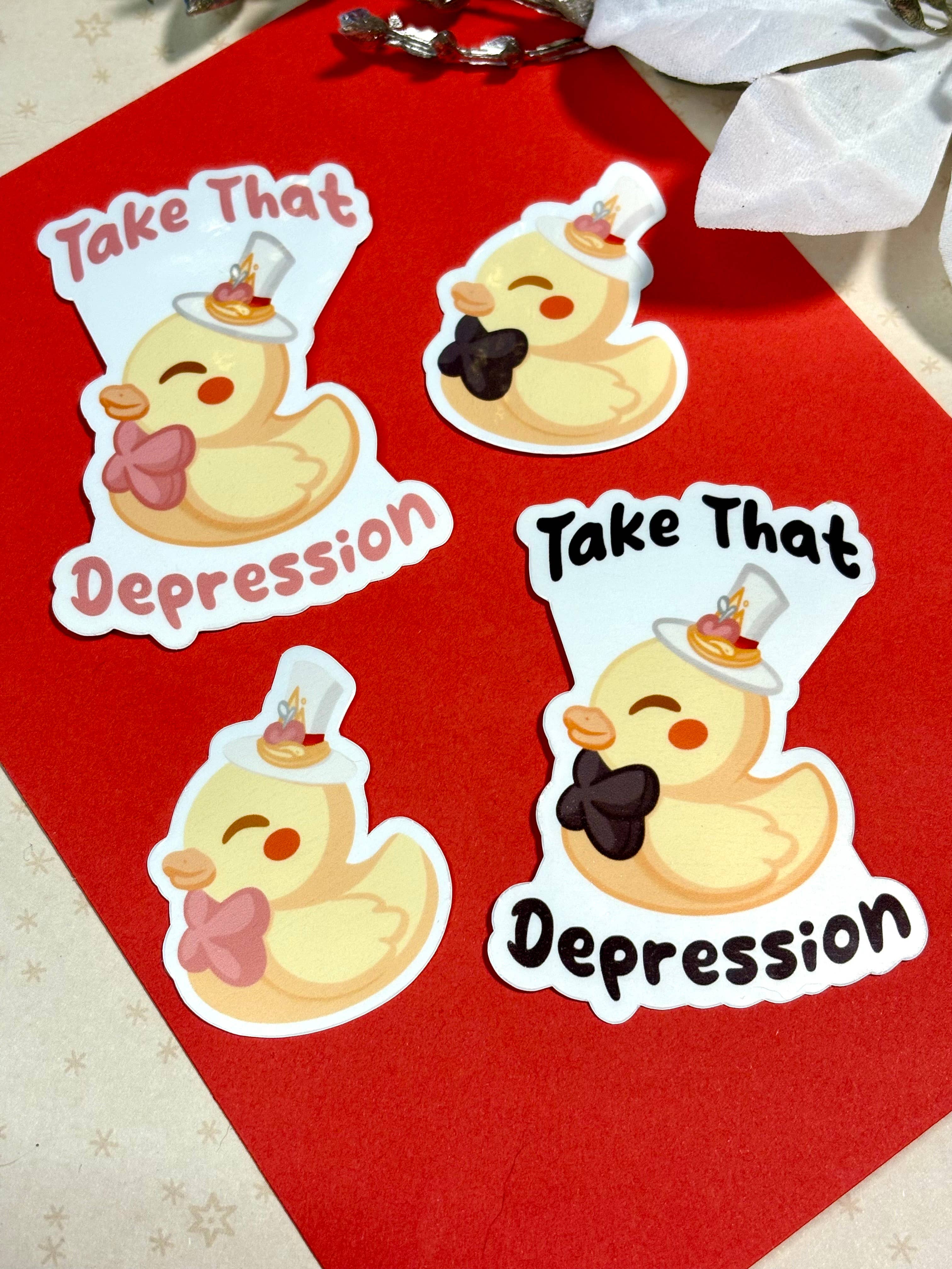 Winterra LLC – wholesale Klistermärke – Take That Depression Duck vinylklistermärken | Hazbin Hotel 4