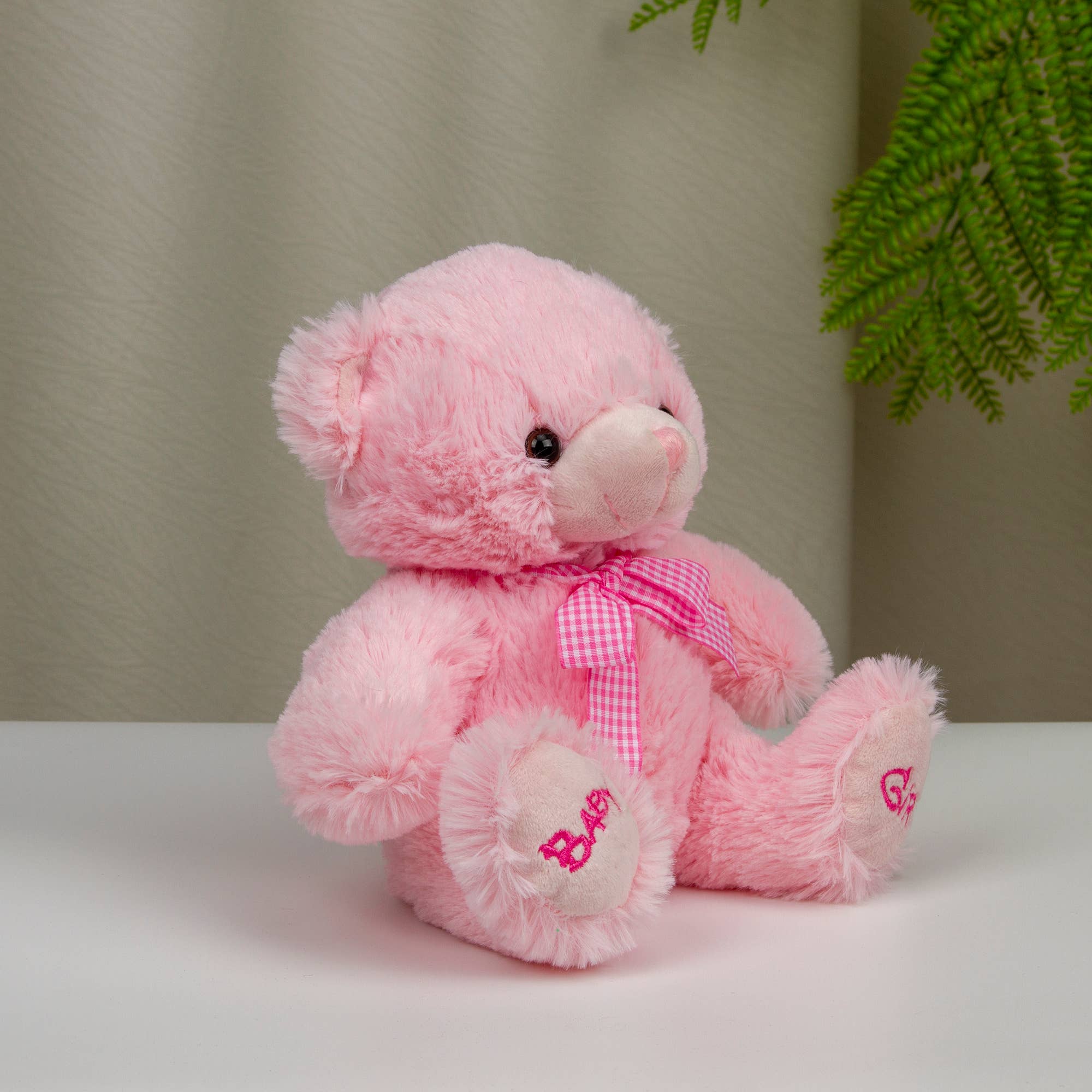 Plushland - Vente Peluche – enfant et bébé - Ours en peluche bébé garçon & bébé fille de 9″ | Ours avec ruban rose & bleu7
