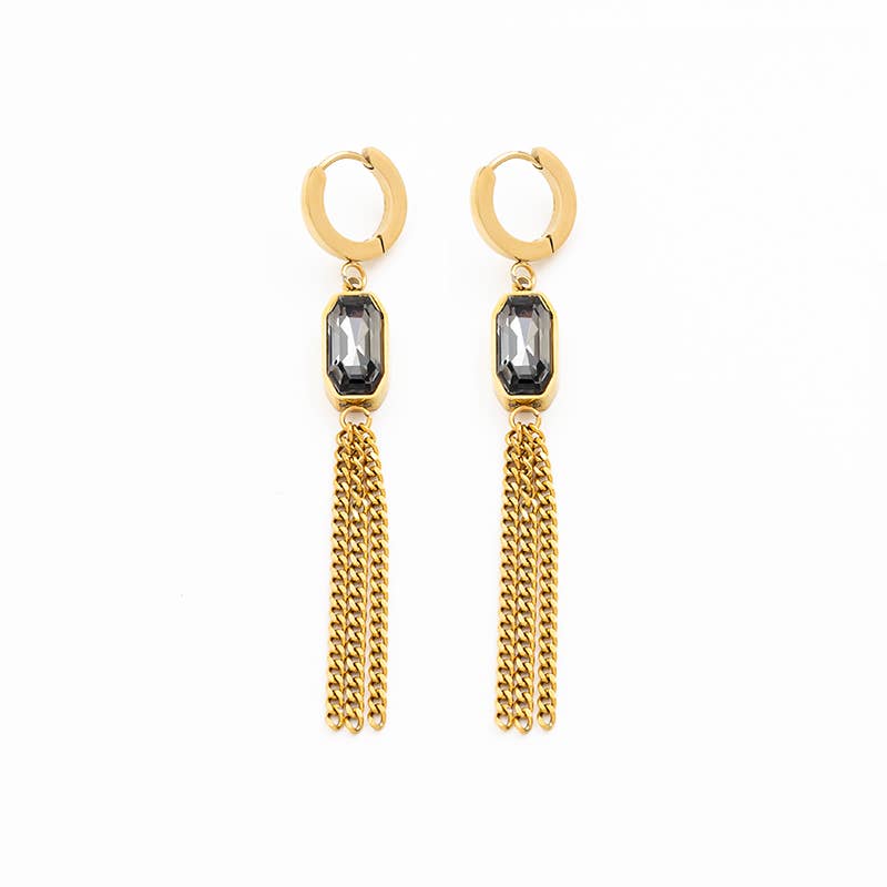 Bijoux 7bis - Wholesale Hangende/ronde oorbellen - Korte creolen met rechthoekige bedels2