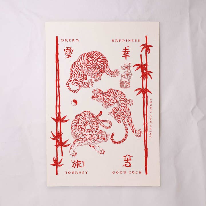 Good luck tigers | A3 Digital Print | Red for wholesale by Palms and Tigers