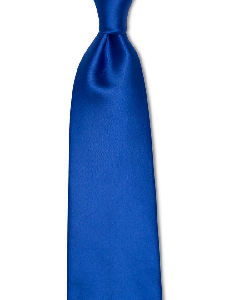 Cravate traditionnelle bleu uni brillant pour la vente par GoTie