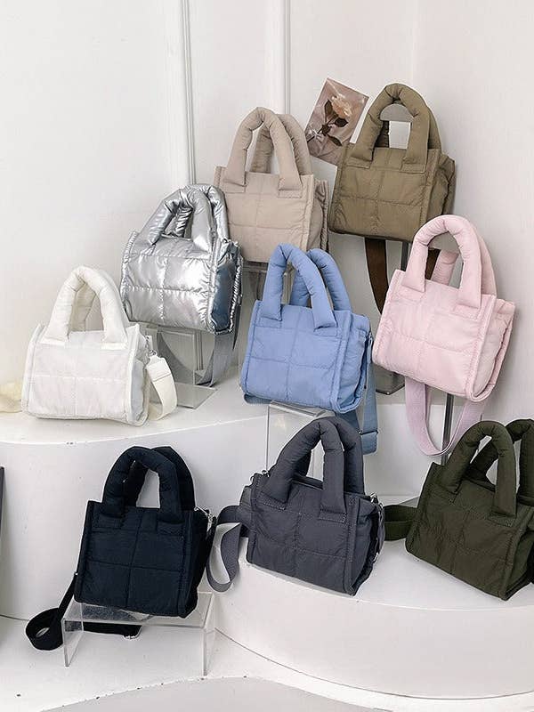 Solid Color Quilted Puffer Tote Bag for wholesale by VividLux
