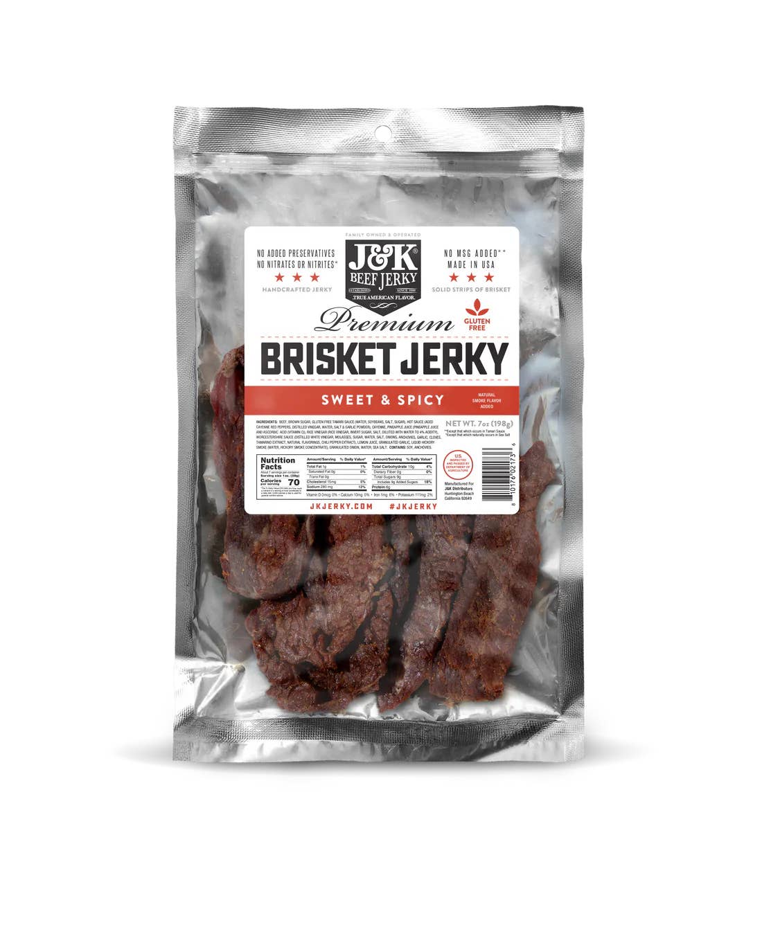 J&K Distributors - Vendita all'ingrosso Carni essiccate - J&K Pisket Jerky - Dolce e speziato 2oz.