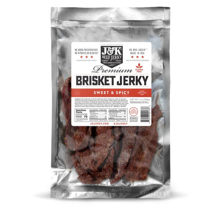 J&K Brisket Jerky - Sweet & Spicy 7oz. for wholesale by J&K Distributors
