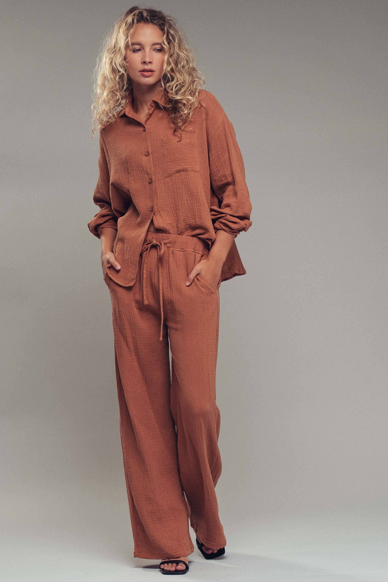 Urban Daizy - Wholesale Lounge Set - Women's - Textured Cotton Gauze Lounge Set16