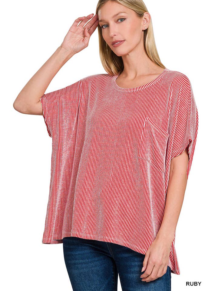 42POPS - Vente Haut en maille – femme - Haut à manches courtes surdimensionné en velours côtelé SI-2721210