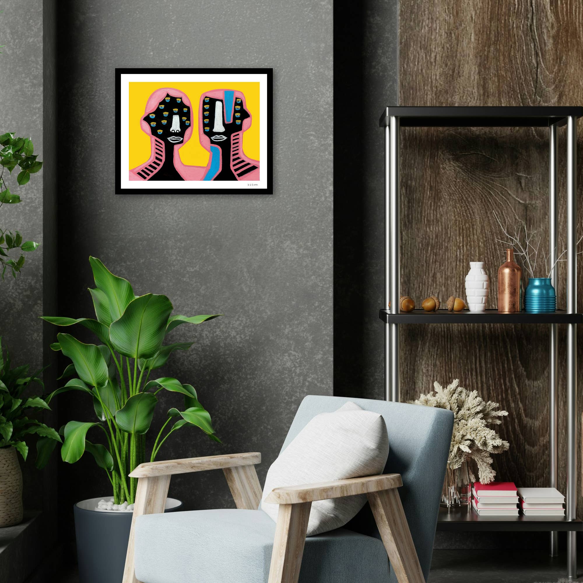 Keemo Gallery - Wholesale Art Print - Love Colorful Modern Art Print Lover Couple Yellow Friend7