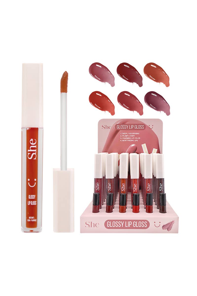 PINEAPPLE Beauty - Wholesale Lip Gloss - SHE LG1056 Red Glossy Lip Gloss - 36 2