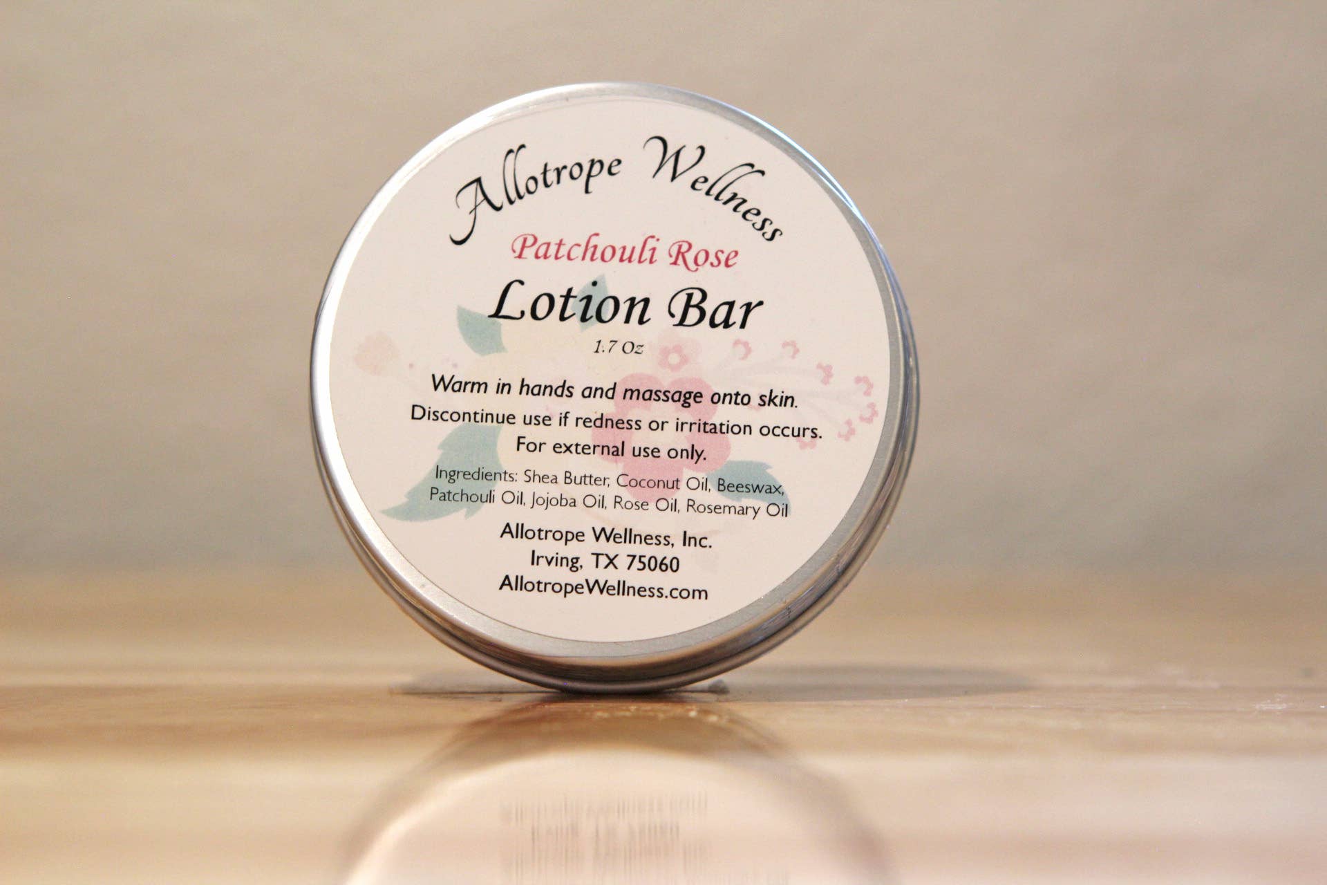 Allotrope Wellness, Inc. - Wholesale Solid Lotion - Patchouli Rose Shea Butter Lotion Bar1