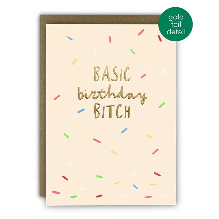 Funny Birthday Card - Basic Birthday Gold Foil and Sprinkles for wholesale by RUNNING WITH SCISSORS