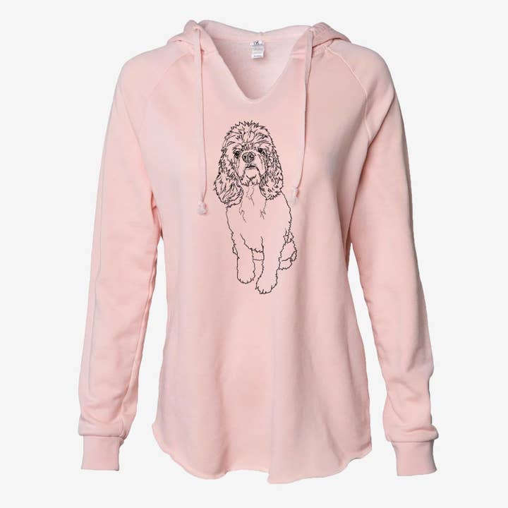 Doodled Dany the Cocker Spaniel - Cali Wave Hooded Sweatshirt for wholesale by Inkopious