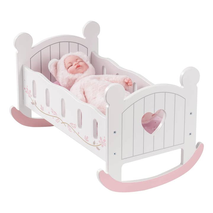 Robud & Mewoofun Official Store - Wholesale Doll Accessory Kit - Kids - ROBUD Wooden Doll Bed Cradle Rocking Baby Crib Reversible