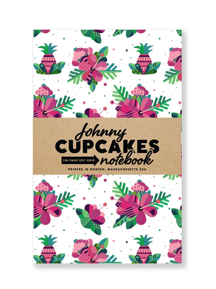 Tropical Floral White Notebook - 100 Page Dot Grid for wholesale by Johnny Cupcakes