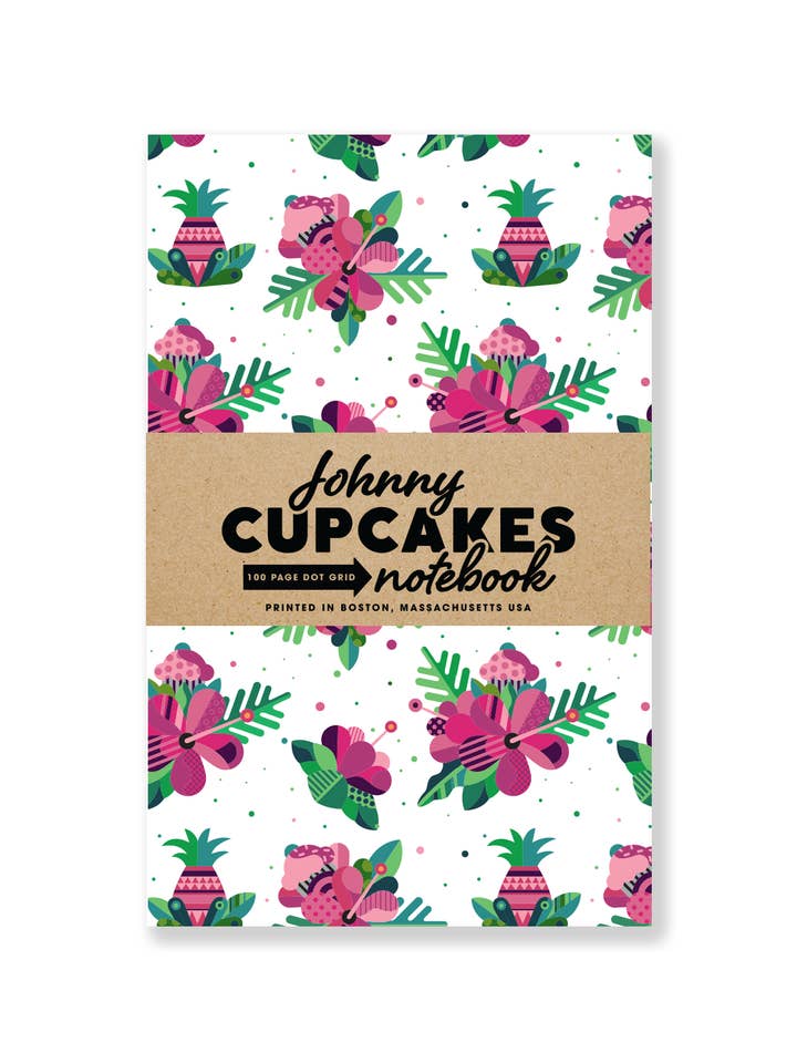 Tropical Floral White Notebook - 100 Page Dot Grid for wholesale by Johnny Cupcakes