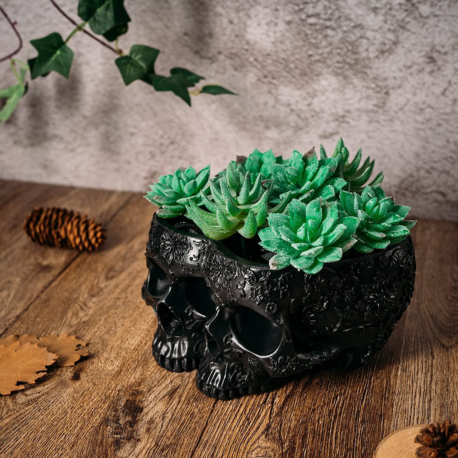 The Wine Savant /  Khen Glassware - Wholesale Plantenpot - Halloween Schedel Dubbele Schedel Bloempotten Voor Binnen Buiten4