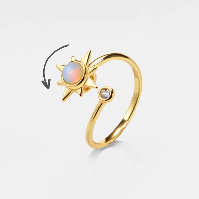 Perimade & Co. LLC – wholesale Multi-stone ring – Opal Star Anxiety Fidget Spinner Ring in 925 Sterling Silver3