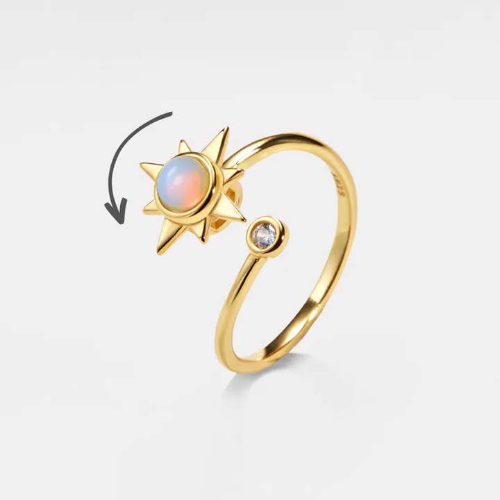 Perimade & Co. LLC – wholesale Multi-stone ring – Opal Star Anxiety Fidget Spinner Ring in 925 Sterling Silver3
