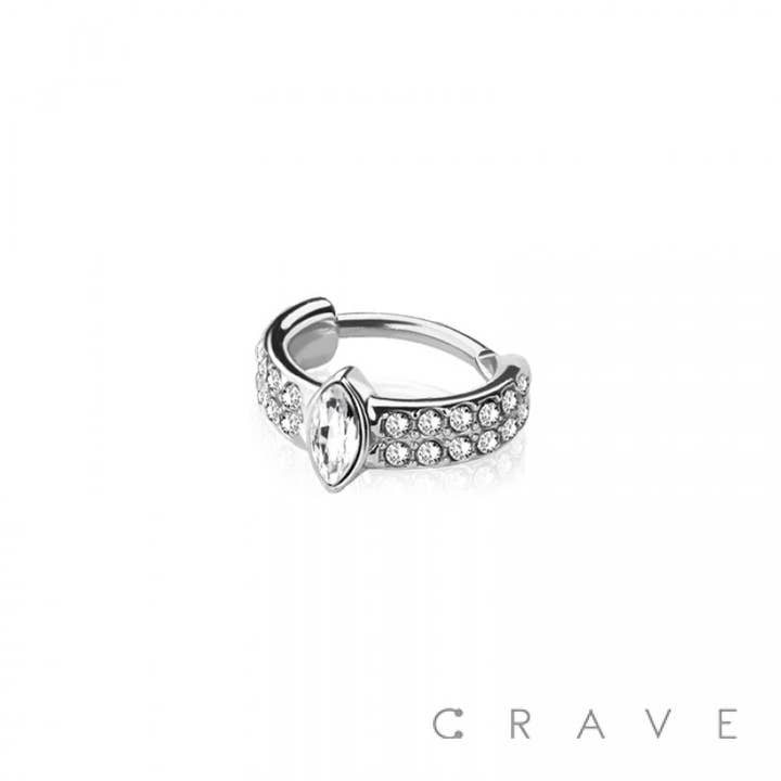 CRAVE - Wholesale Multi-Stone Ring - DOUBLE LINE CZ WITH MARQUISE CUT GEM 316L STAINLESS STEEL3