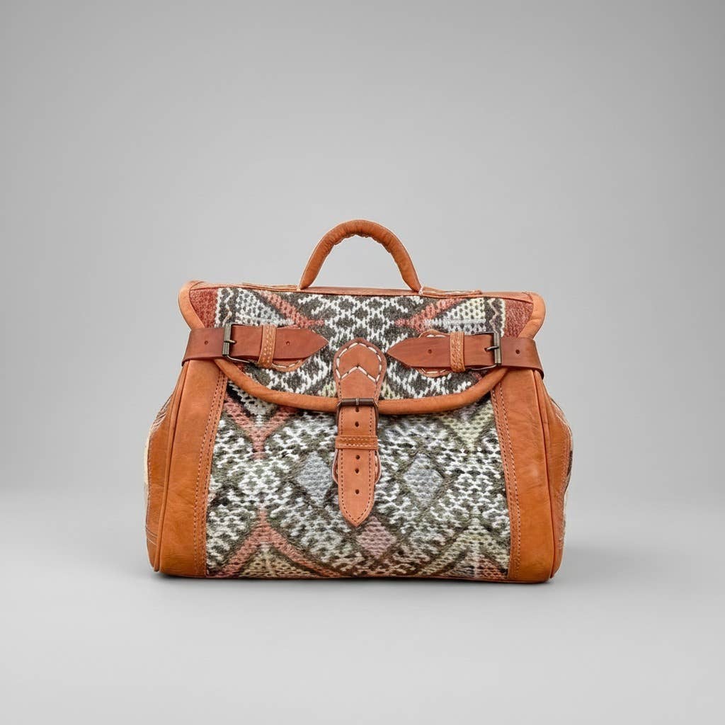 Melecraft – Saco de viagem - Mulher por atacado – Mala de Fim de Semana em Couro Kilim - Saco de Viagem Boho Único1