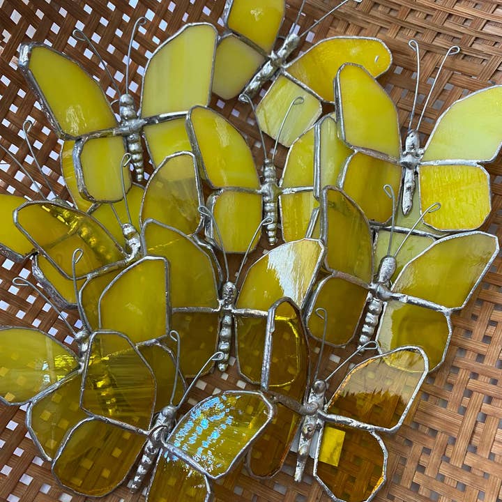 Stained glass stars and Talavera - Wholesale Suncatcher - Stained Glass Butterflies, Any color, with hoop or magnet3