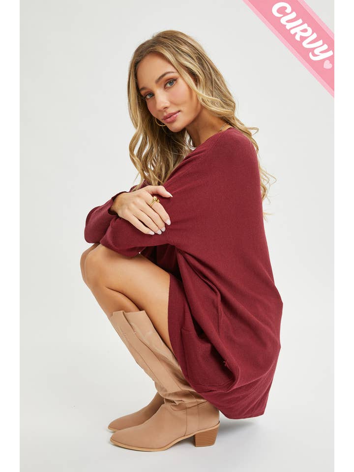 Sweet Lovely by Jen - Wholesale Tunic Sweater - Women's - FRONT POCKET OVERSIZE SWEATER PLUS SIZE45