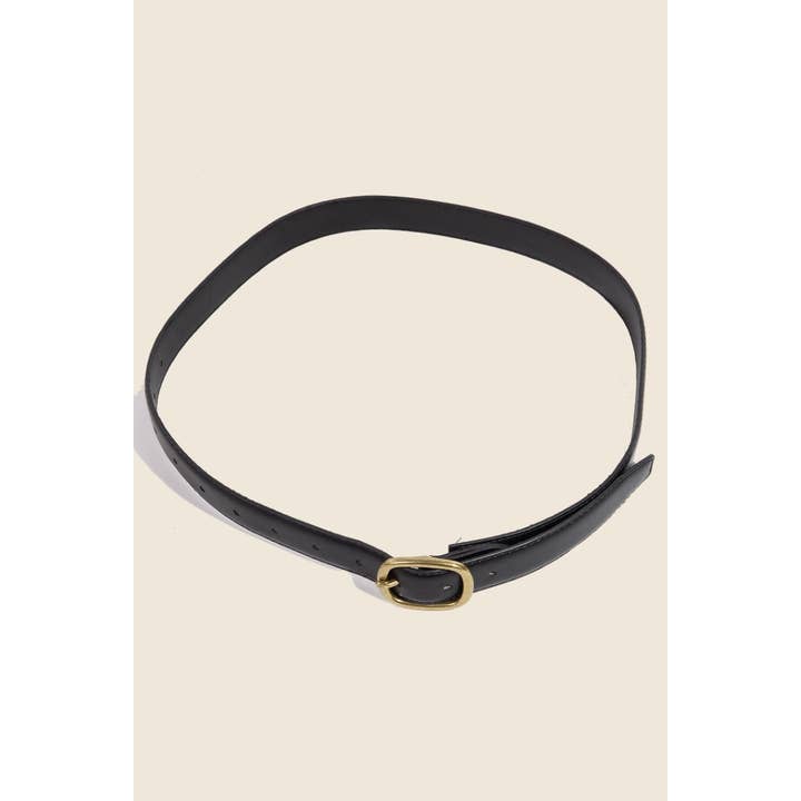 Anarchy Street - Wholesale Belt - Women's - Metallic Oval Buckle Faux Leather Belt
