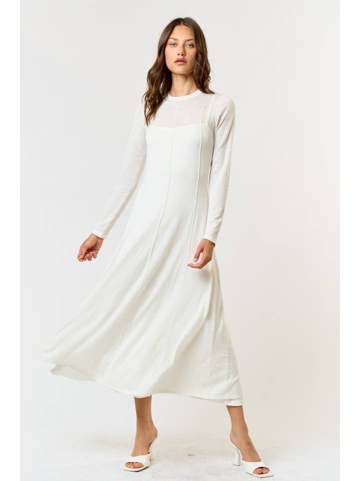 Lalavon - Wholesale Dress - Women's - ILD4274 SEAMED SHEET FLARE MAXI DRESS W/ INNER DRESS