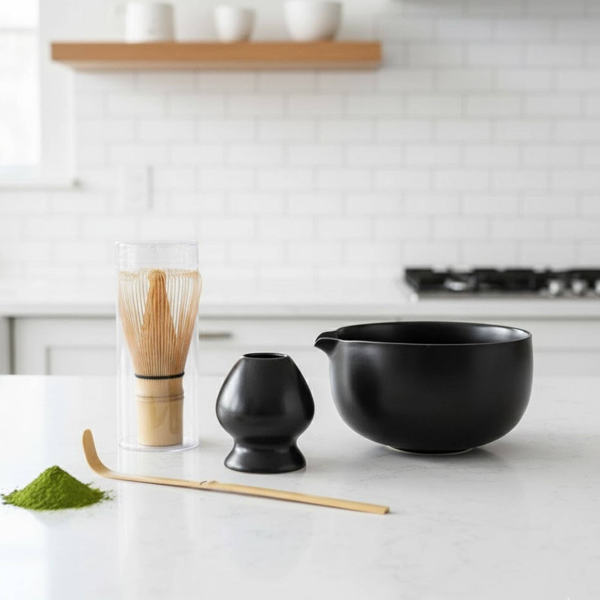 Biomatea - Wholesale Tea Set - Japanese Traditional Matcha Starter Set – Basic Edition | Matcha Bowl Made of Ceramic with Bamboo Whisk, Whisk Holder & Bamboo Spoon5