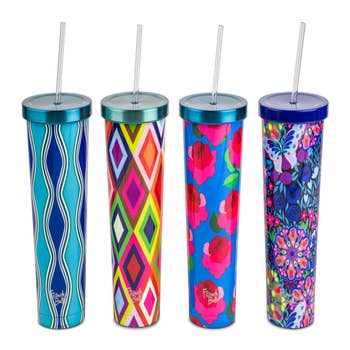 19oz. Black Stainless Steel Tumbler with Straw by Celebrate It