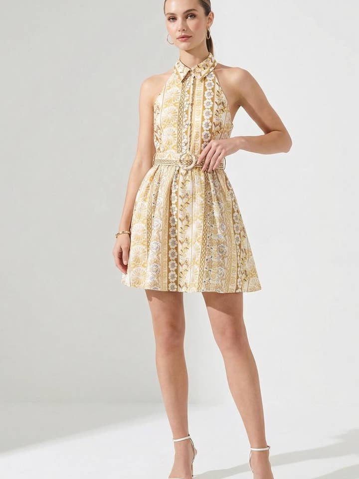 Mini-jurk met kraag en borduursel met knoopsluiting. voor wholesale door ELPPIS US