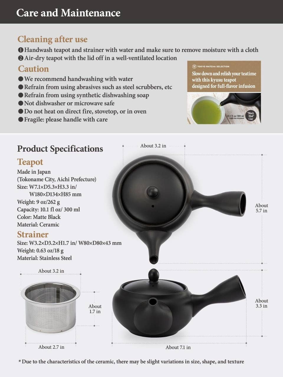 TOKYO MATCHA SELECTION - Venta al por mayor Teteras - Tetera Kyusu con Infusor de Cerámica Tokoname Japonesa hecha a mano7