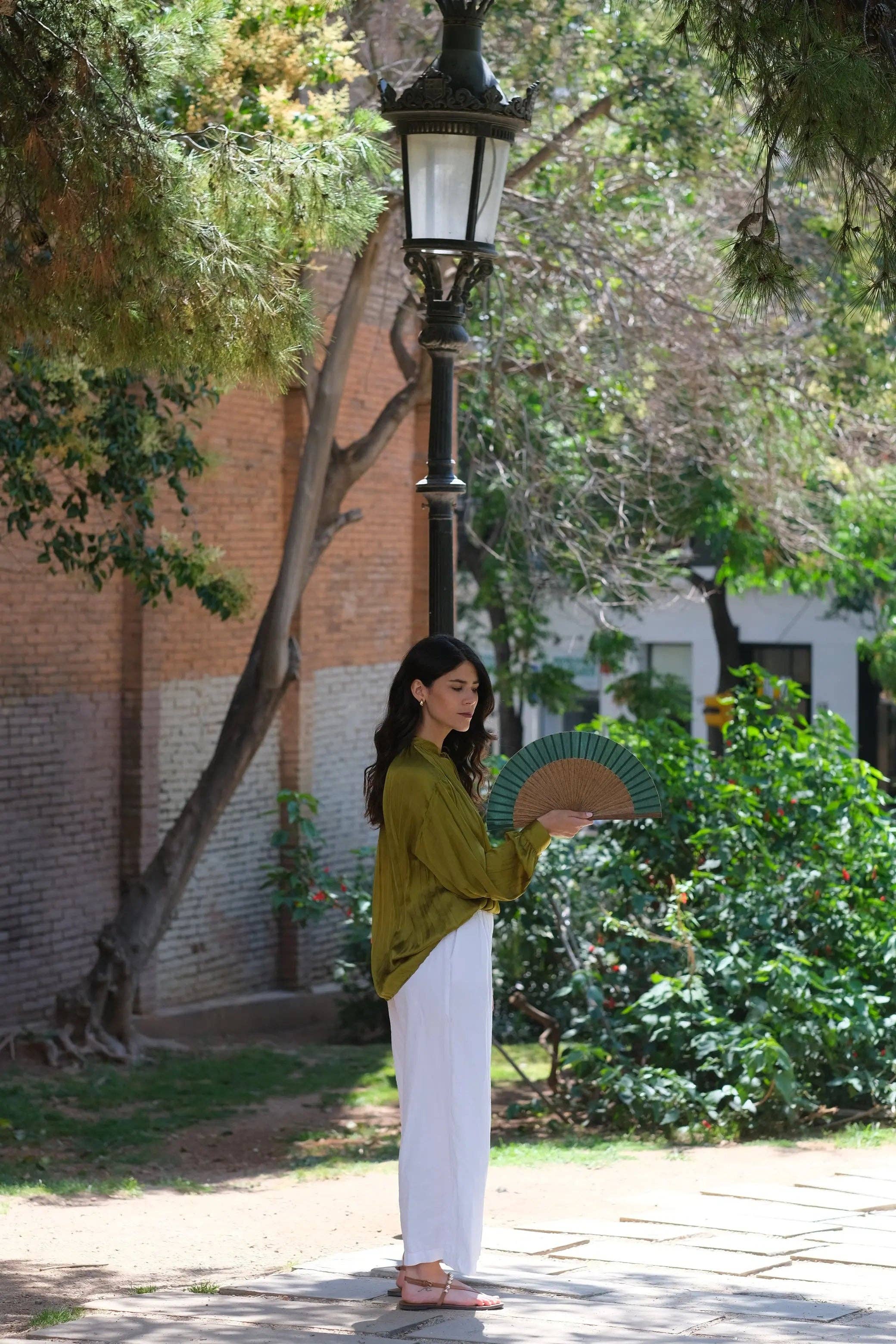 ràfega abanicos - Wholesale Handheld Folding Fan - Abanico Bosque5